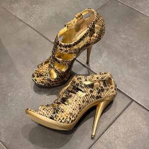 Gold&  Black High Heel Sandals by Michael Antonio Sass 6.5
